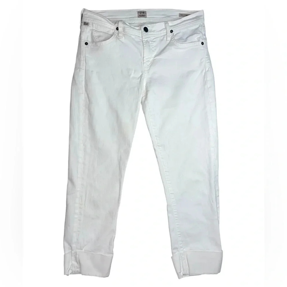 Citizens of Humanity C of H Dani Cropped Straight Leg Cuffed Jeans Size 28 White